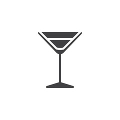 Cocktail glass icon vector, filled flat sign, solid pictogram isolated on white. Symbol, logo illustration.