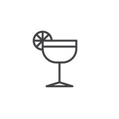 Margarita glass with lime line icon, outline vector sign, linear style pictogram isolated on white. Symbol, logo illustration. Editable stroke