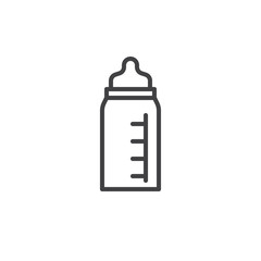 Baby bottle with pacifier line icon, outline vector sign, linear style pictogram isolated on white. Symbol, logo illustration. Editable stroke