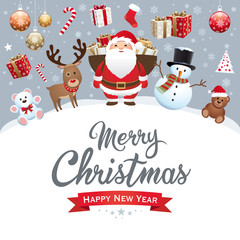 Fototapeta na wymiar Christmas and new year elements - Icons, characters, labels, lettering