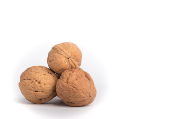 walnuts on a white background
