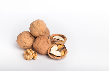 walnuts on a white background