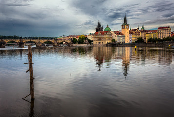 Fototapeta na wymiar View of the Vltava River. Prague. Czech Republic.