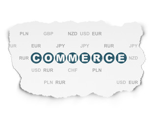 Finance concept: Commerce on Torn Paper background