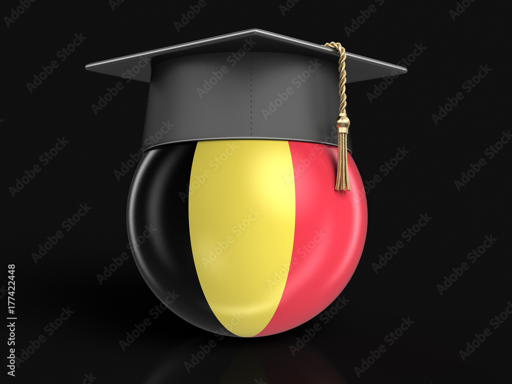 Poster graduation cap and belgian flag. image with clipping path