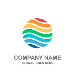 Colorful Round Wave Technology Logo Vector Icon
