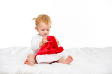 Fototapeta premium baby with santa hat