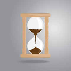 Hourglass old vintage icon flat style on gray background