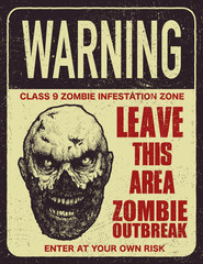 Poster zombie outbreak sign board