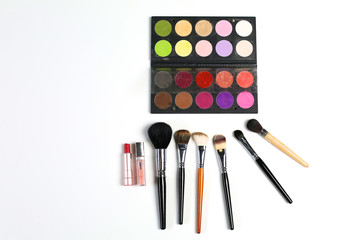 makeup brushes set for professional on white background