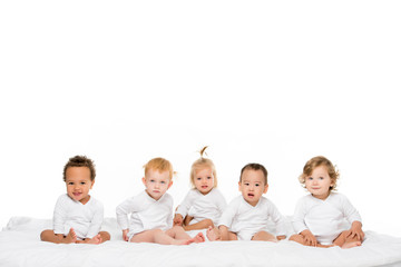 cute multiethnic toddlers - obrazy, fototapety, plakaty