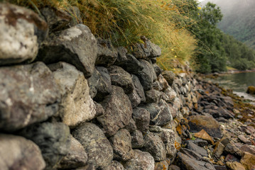 Dry-Wall on a trek along the Naerofjord in Norway -2