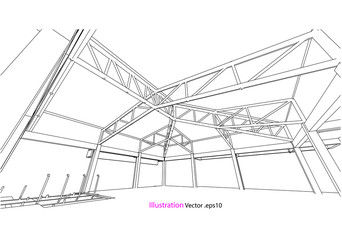 construction building drawing vector model concept