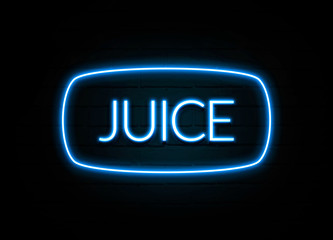 Juice  - colorful Neon Sign on brickwall