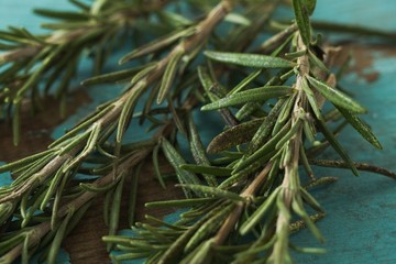Rosemary on wooden table