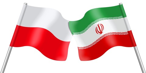 Flags. Poland and Iran