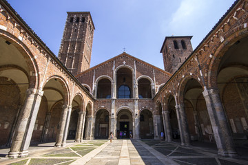Fototapeta na wymiar The Basilica of Sant Ambrogio, one of the most ancient churches in Milan