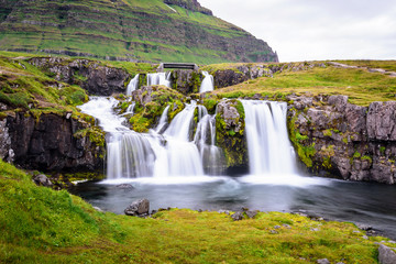 Obraz premium Waterfall at Kirkjufell mountain, Iceland