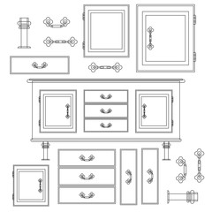 Sideboard flat vector . It is executed in the old and modern style.