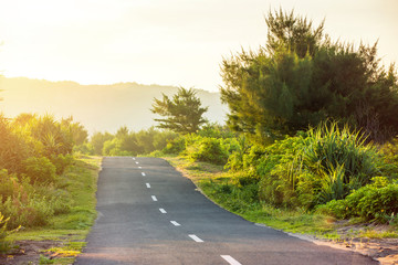 Empty beautiful rural sunny road