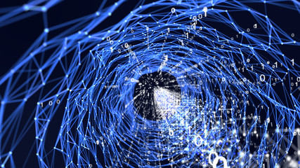 Abstract Data Transmission Through Fiber Channel, Technology Concept Background