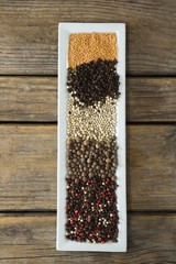 Various type of spices arranged in trayc