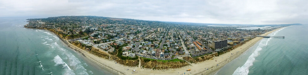 Fototapeta na wymiar Aerial panoramic view of La Jolla Beach, San Diego