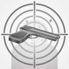 Target with gun vector shooting range illustration