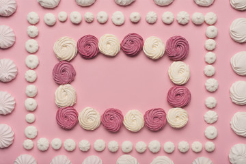 frame of white and berry marshmallows