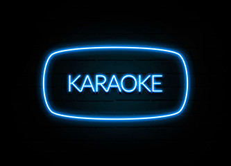 Karaoke  - colorful Neon Sign on brickwall
