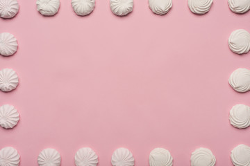 Fototapeta na wymiar frame of white marshmallows