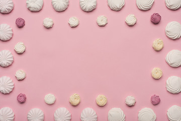 frame of white and berry marshmallows