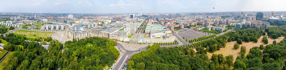 Aerial view of Berlin skyline from June 17 road, Germany