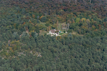Vue aérienne de la forêt de Fontainebleau à l'automne