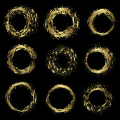 Set of various gold circles, vector design