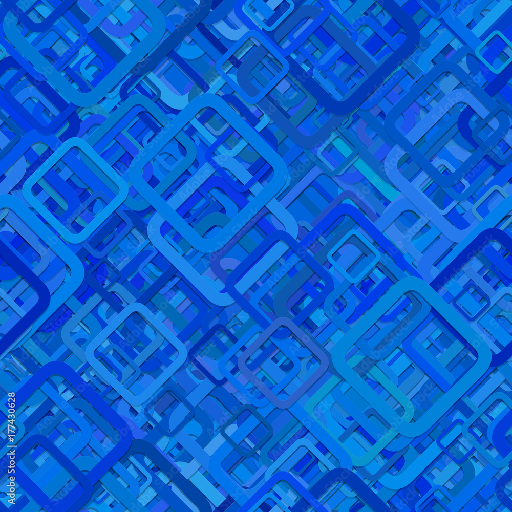 Poster Seamless abstract geometrical square background pattern - vector illustration from diagonal rounded squares in blue tones with shadow effect