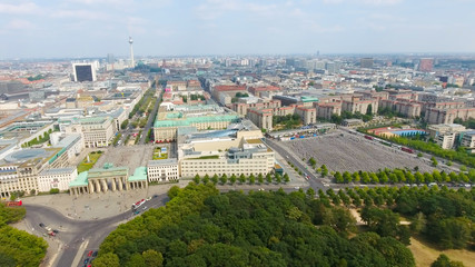 Fototapeta na wymiar Aerial view of Berlin skyline from June 17 road, Germany