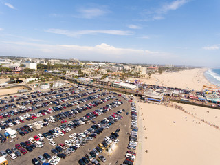 Aerial view of Santa Monica Beach, California