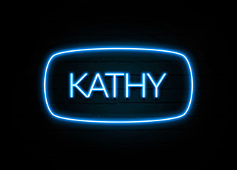 Kathy  - colorful Neon Sign on brickwall