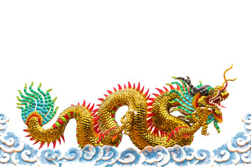 Fototapeta premium Colorful Chinese dragon statue.
