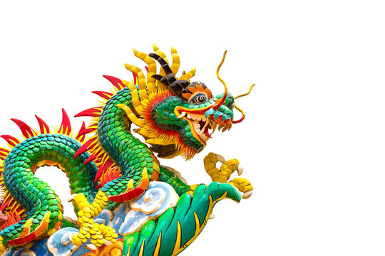 Colorful Chinese dragon statue.