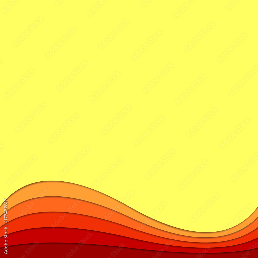 Poster wave abstract background from curved layers - vector poster graphic design with 3d shadow effect