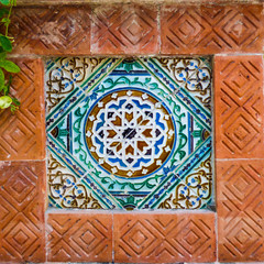 Hispanic/Moorish gothic style tile at Monserrate Park and Palace in Sintra, Portugal