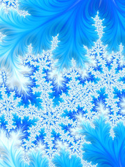 Fototapeta na wymiar Abstract Aqua Blue Christmas Tree Branch with White Snowflakes.