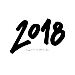 Happy new year 2018 Text Design Vector illustration. Hand drawn lettering