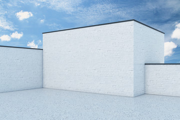 Abstract white brick exterior