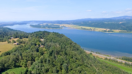 Aerial view of Columbia river gorge in Oregon, USA