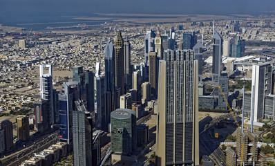 Growing modern center city of Dubai in the United Arab Emirates