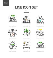 Eco line icon set