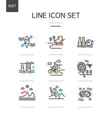 Leisure sports line icon set